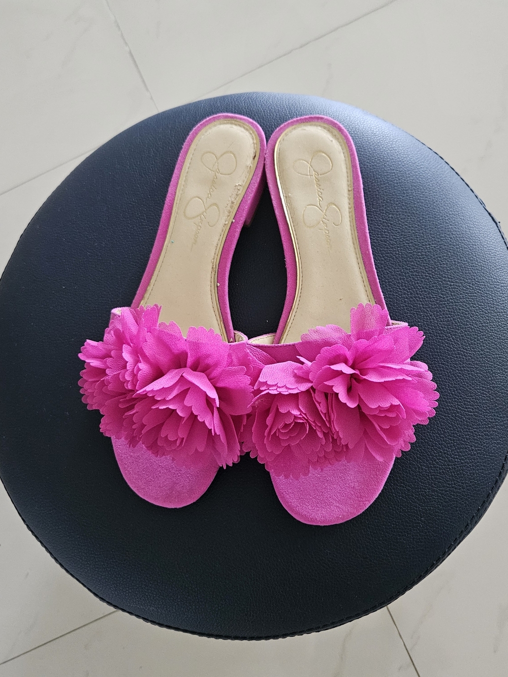 Jessica Simpson Pink Floral Slide Sandals, Size 8